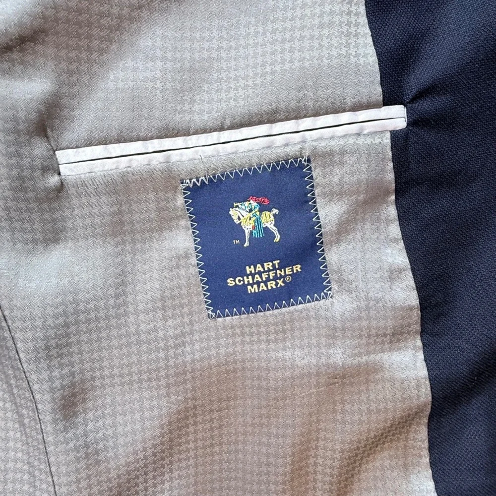 Hart Schaffner Marx Blazer 44L Navy Blue Tailored /‎ Made in USA Sport Coat